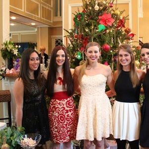 Anthropologie Cream and Red Dress